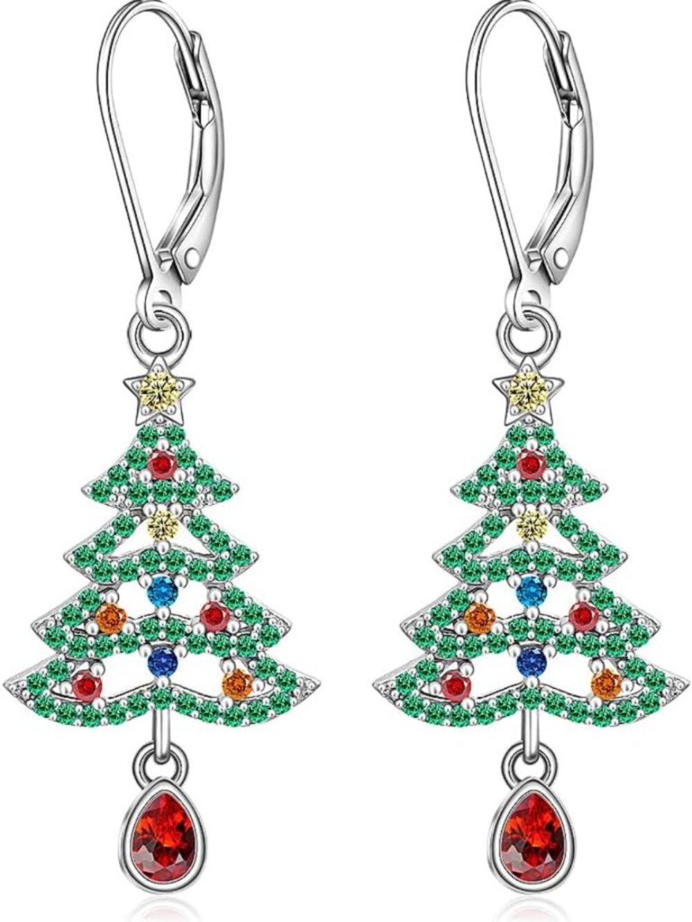 Festive Sterling Silver Christmas Tree Earrings - Perfect Holiday Jewelry Gift